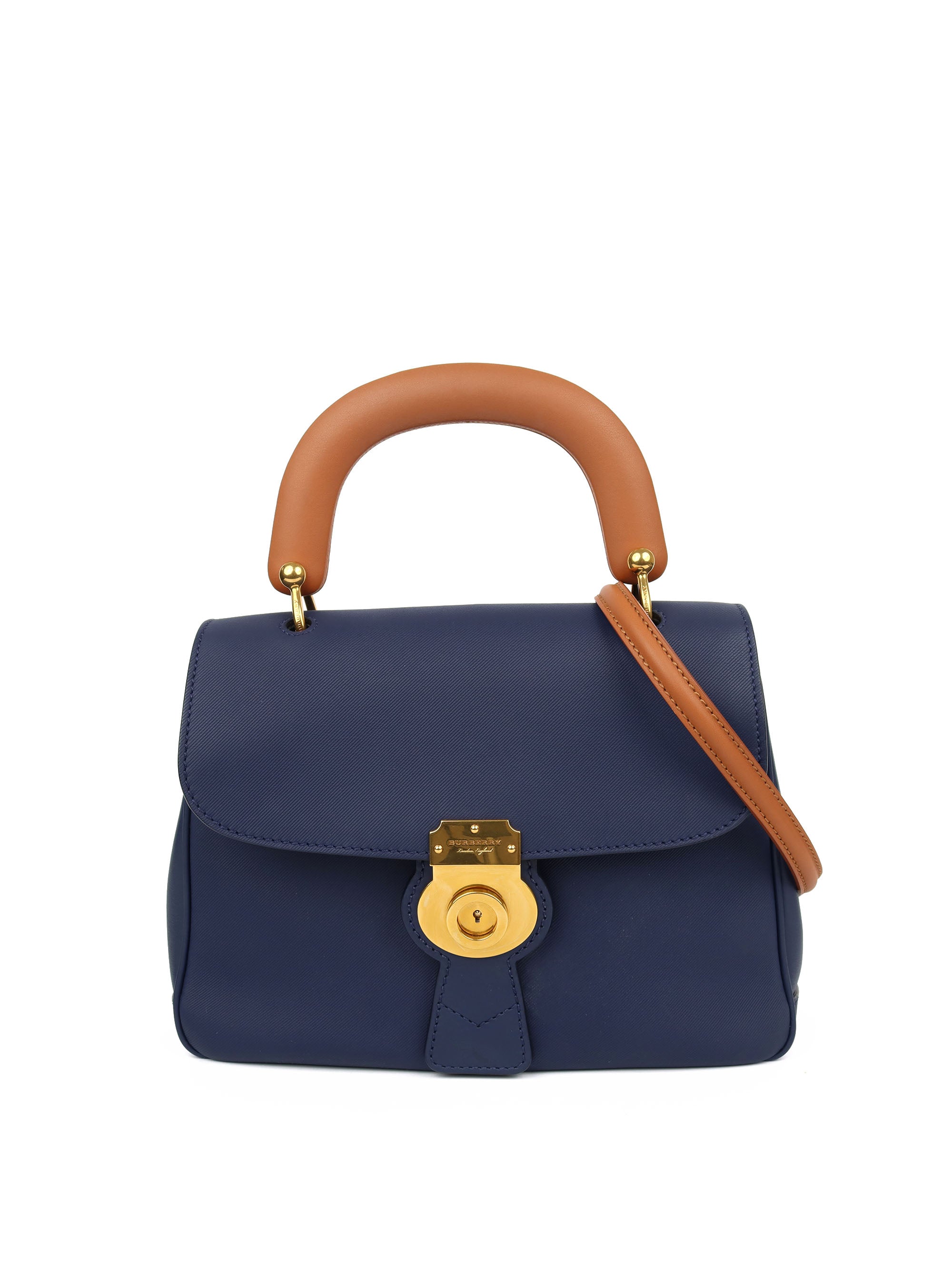Burberry Blue Leather Top Handle Handbag for Women | Luxury Designer Shoulder Bag & Crossbody Purse | Perfect for Work, Travel, and Evening Events