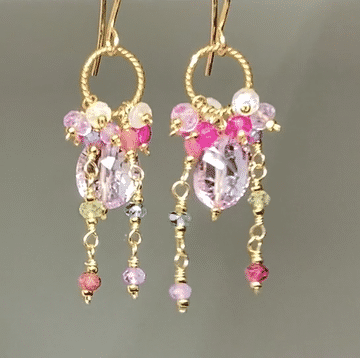Pink Amethyst & Rose Quartz Dangle Earrings - 14K Gold Filled Gemstone Jewelry for Women - Perfect for Weddings, Parties & Special Occasions