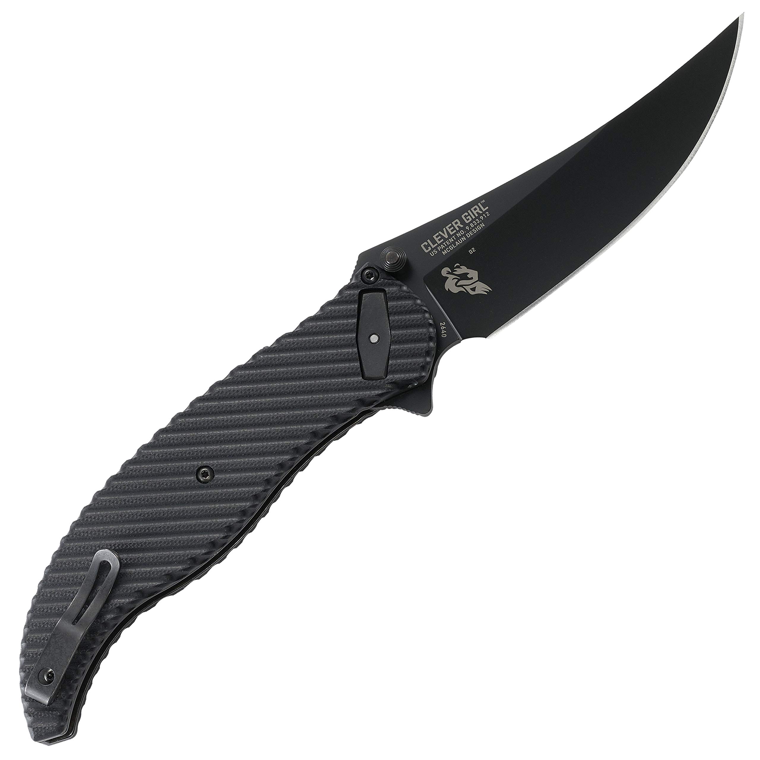 CRKT Clever Girl Folding Pocket Knife - Heavy Duty EDC with Black Blade, Flipper Open & Deadbolt Lock | IKBS Ball Bearing Pivot & G10 Handle (Model 2640) | Perfect for Camping, Hiking & Everyday Carry Tasks