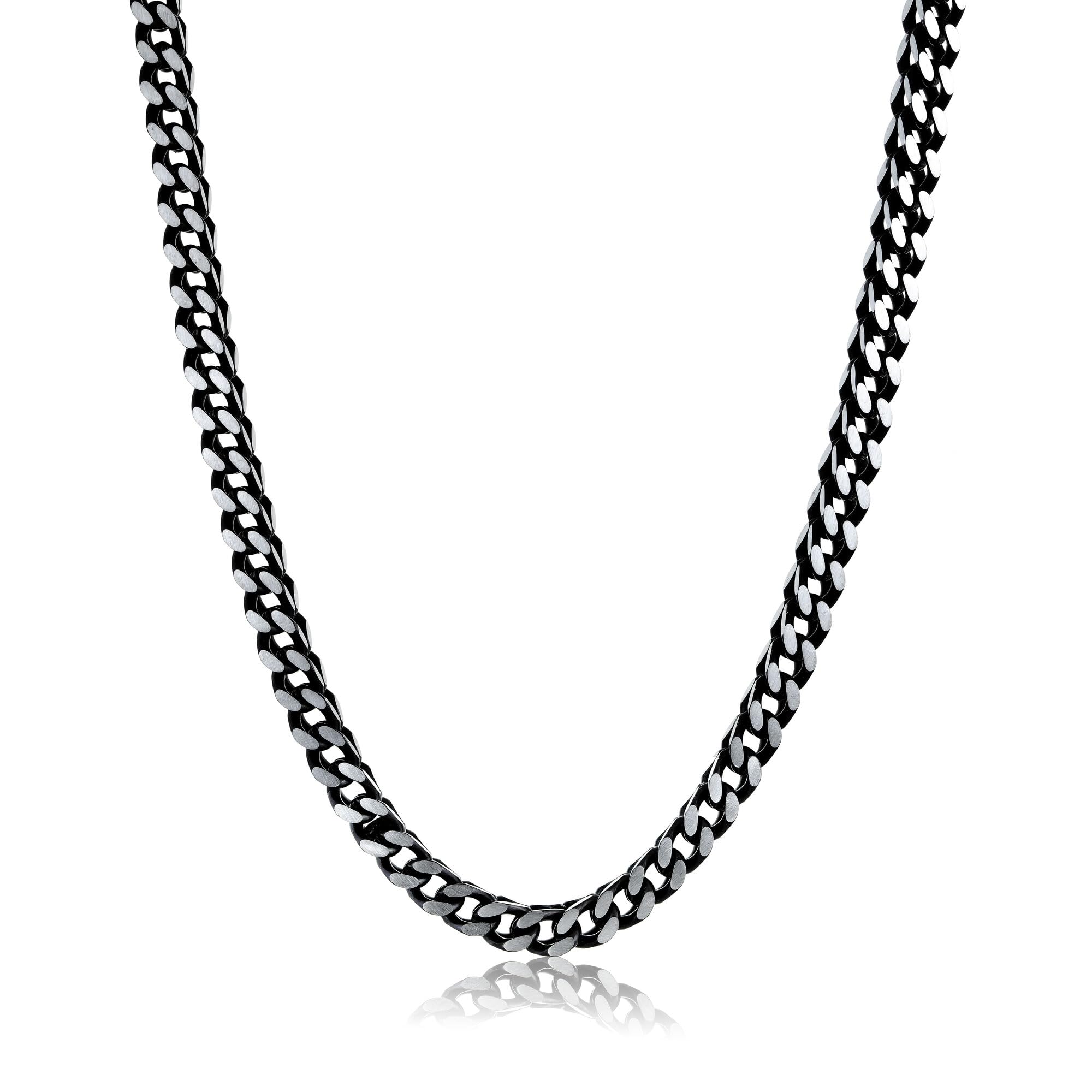 Stainless Steel Black Ion Plated Men's Thick Box Chain Necklace - 24 Inch 6mm Wide Push Lock Clasp | Durable & Stylish for Everyday Wear, Gifts & Special Occasions