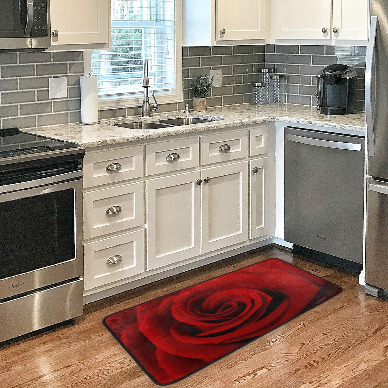 Non-Slip Rose Flower Kitchen Runner Rug - 39