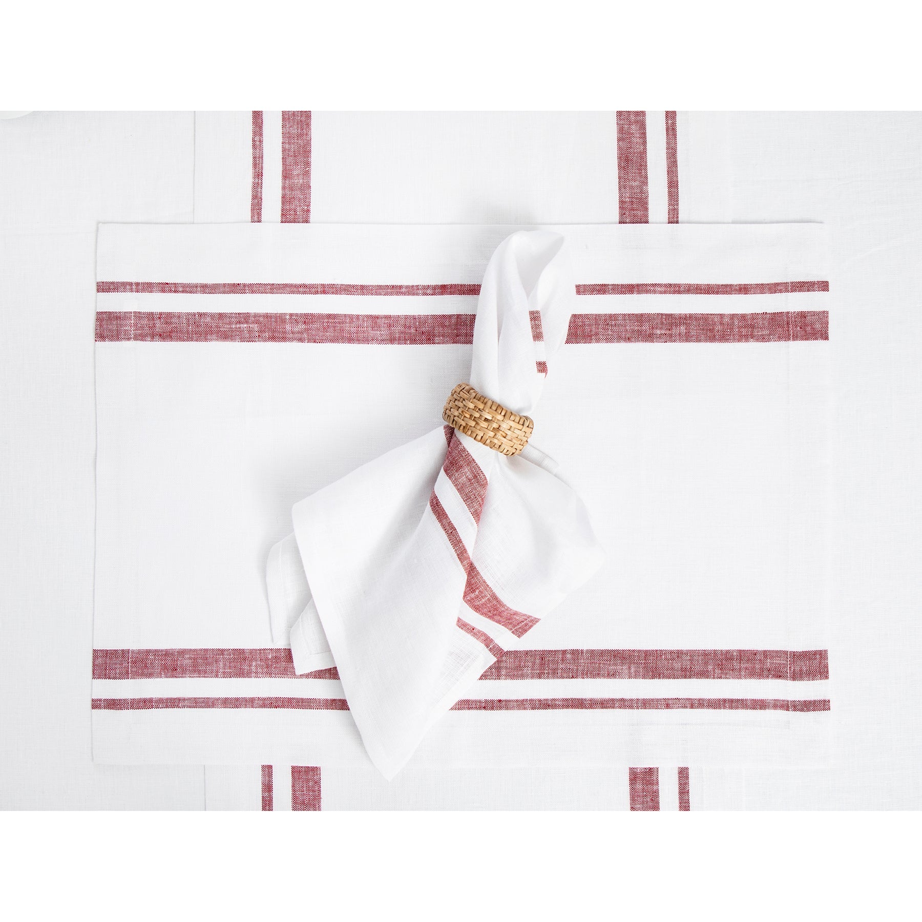 French Striped Placemats Set of 6 - Elegant Cotton Table Mats for Dining Room Decor - Perfect for Dinner Parties, Kitchen Tables & Home Decor