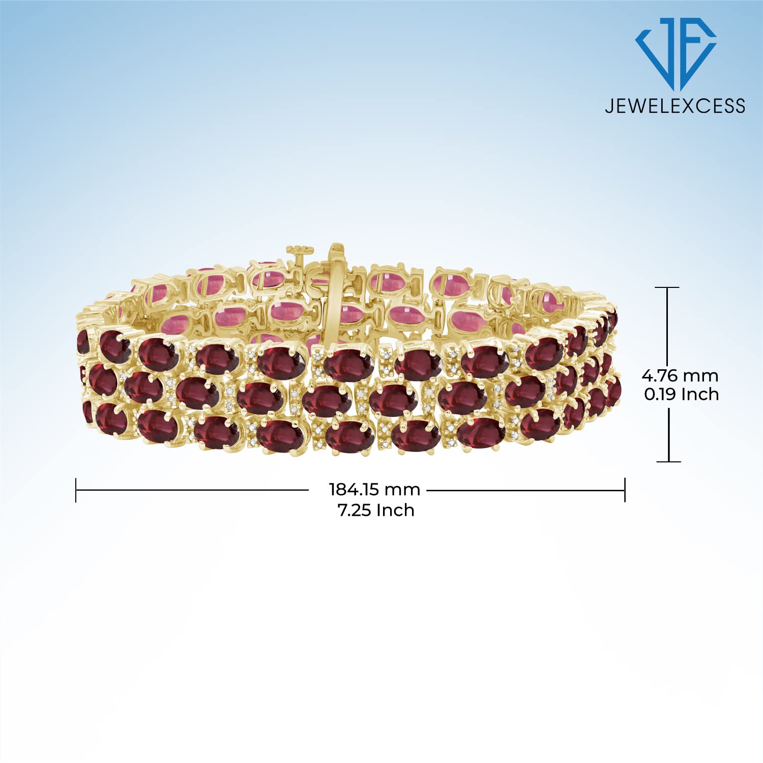 Genuine Red Garnet Bracelet for Women – 14k Gold Over Silver Triple-Row Birthstone Jewelry – Elegant Gift for Her – Perfect for Birthdays, Anniversaries & Special Occasions