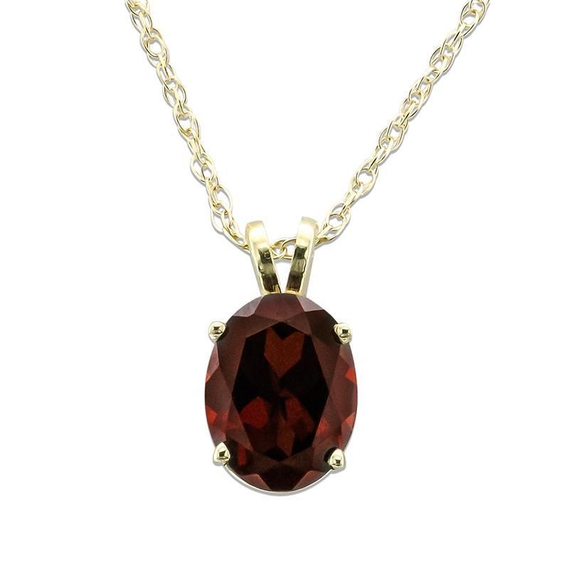 14K Gold Oval 9x7mm Garnet Pendant Necklace for Women - Elegant Birthstone Jewelry Gift for Anniversary, Valentine's Day & Special Occasions