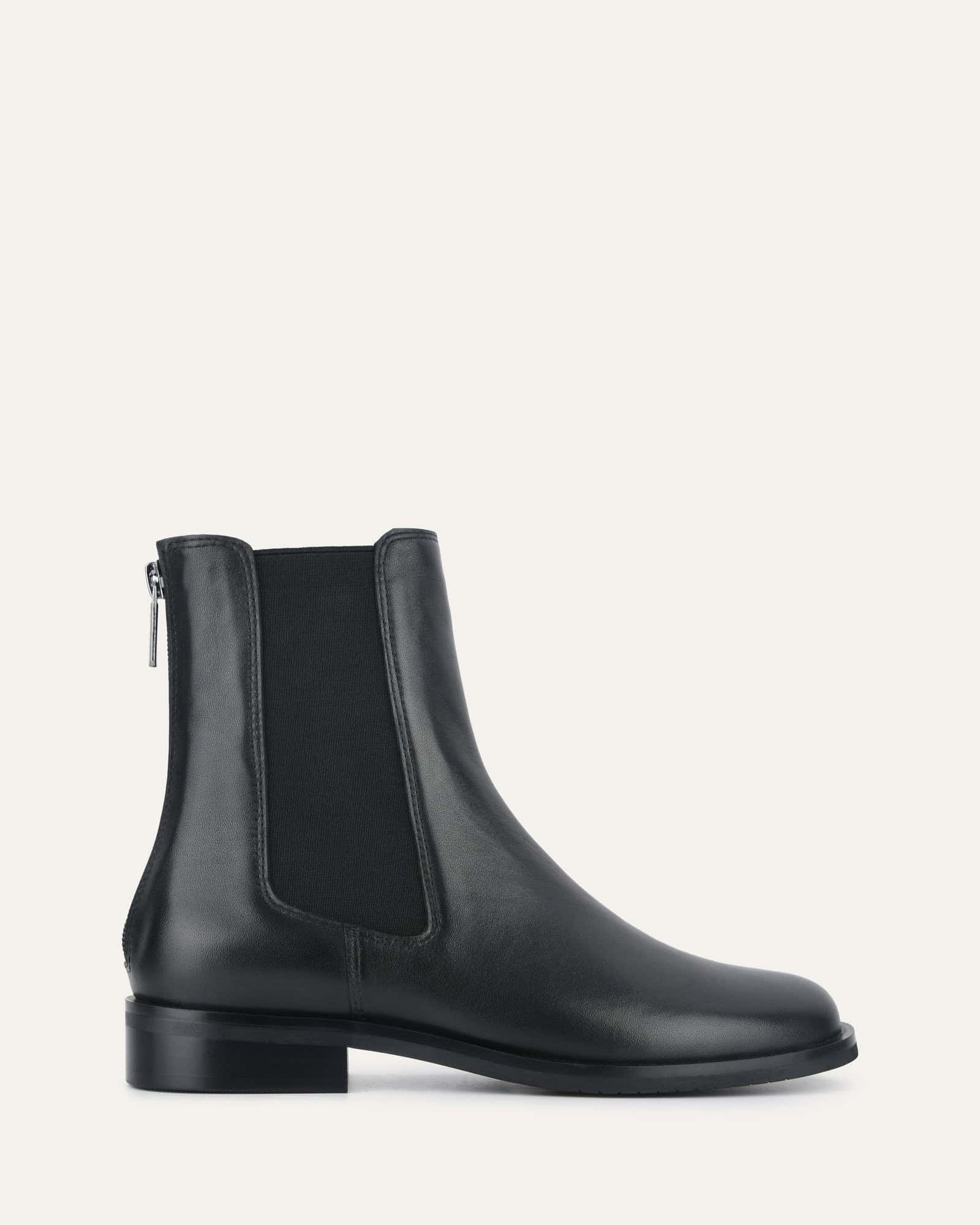 GABE Women's Flat Ankle Boots Black Leather - Comfortable Casual Shoes for Walking, Work & Everyday Wear