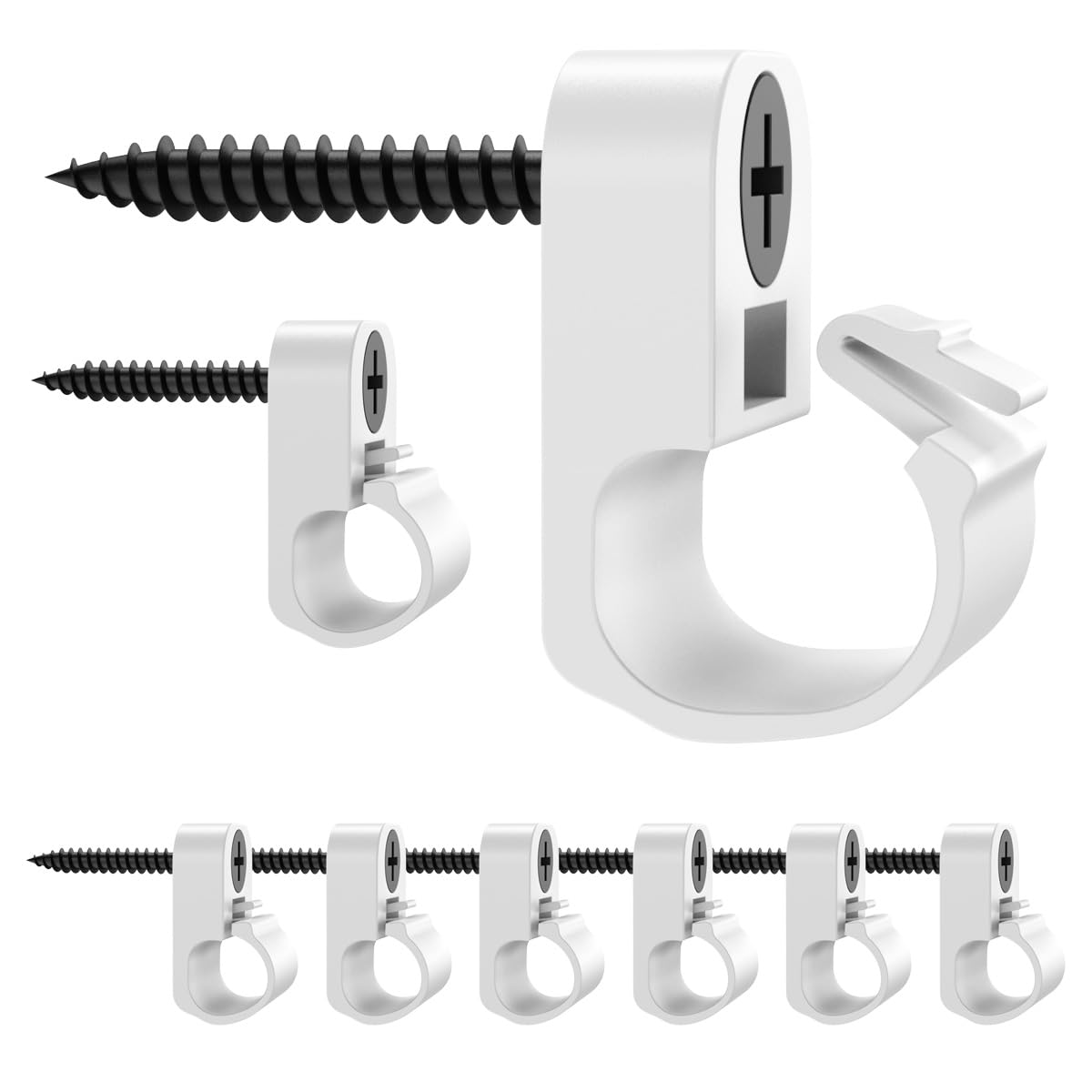 50-Pack White Plastic Christmas Light Clips - Screw-in Hangers for LED Fairy Lights, Outdoor String Lights & Holiday Decorations - Perfect for Roof, Gutters, Windows & Indoor Decor