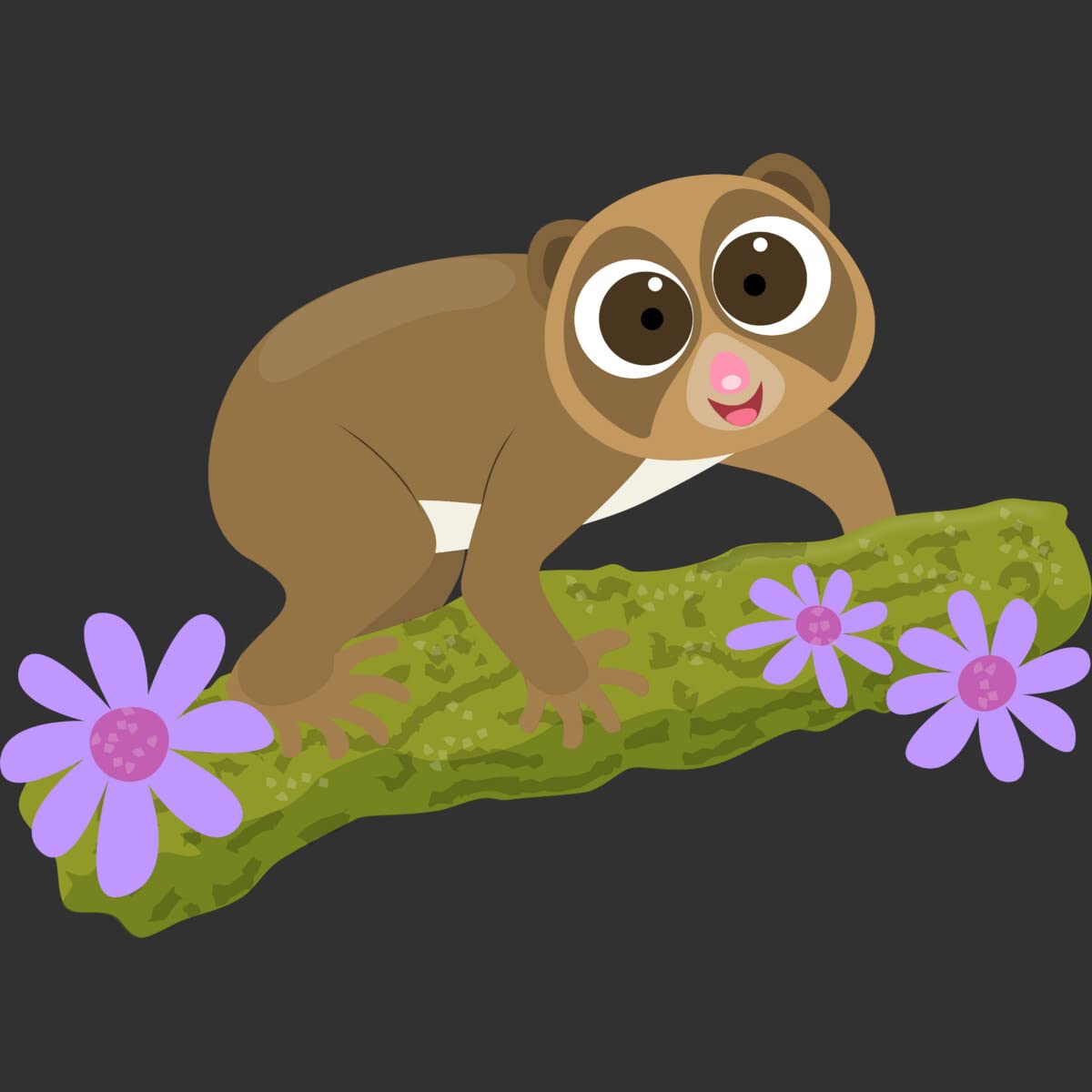 Design By Humans Men's Cute Happy Slow Loris on Branch Cartoon Tank Top - Funny Animal Graphic Tee for Casual Wear & Gifts