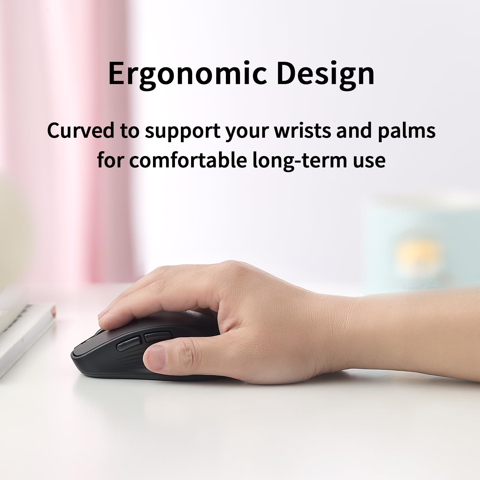XBG Wireless Bluetooth Mouse 5.0 & 2.4G Dual Mode Rechargeable Silent Mouse with 3 Adjustable DPI, Ergonomic 6-Button Design for Computer/Laptop/Mac/iPad - Black | Perfect for Office, Home & Travel Use
