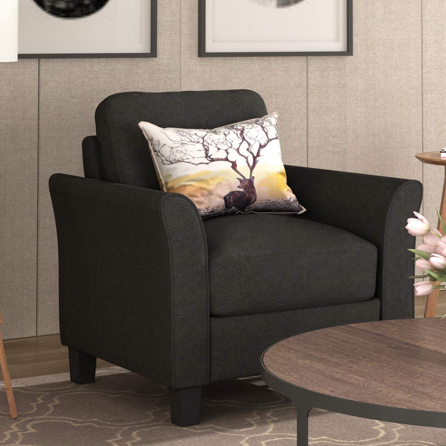 Merax Small Sofa Couch Set - Upholstered Armchair & 3-Seat Sofa Living Room Furniture - Modern Home Decor for Small Spaces, Apartments & Cozy Living Rooms
