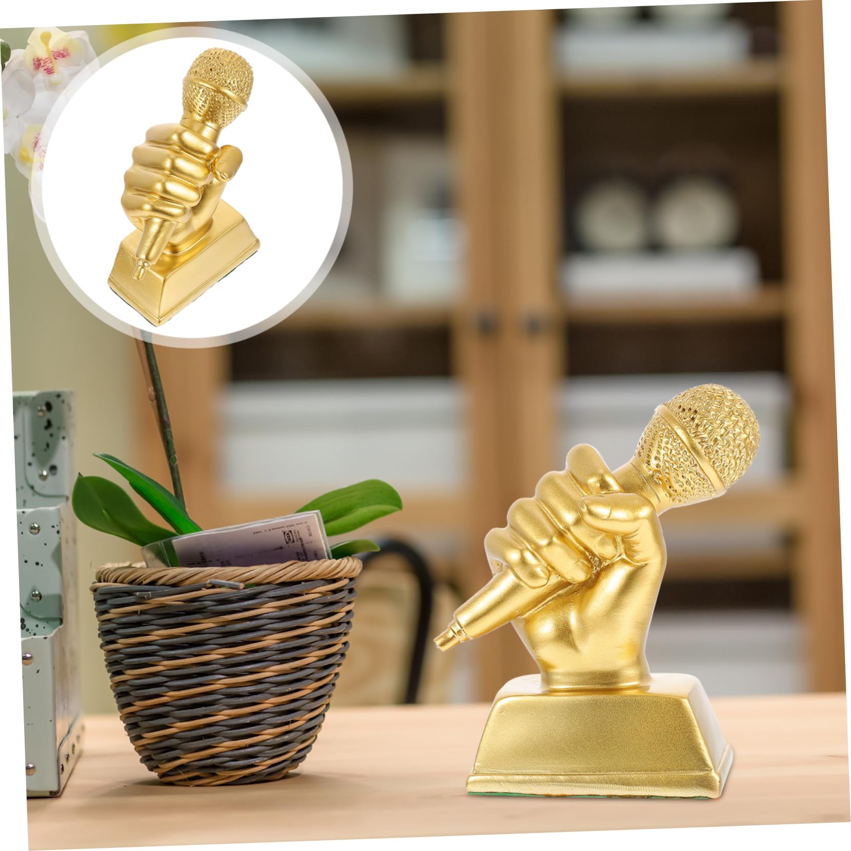 Yardwe 3-Piece Musical Trophy Decor Set - Resin Microphone Trophy Cup, Sports Award & Home Decor - Perfect for Student Gifts, Housewarming, Sports Awards & Kids Room Decor