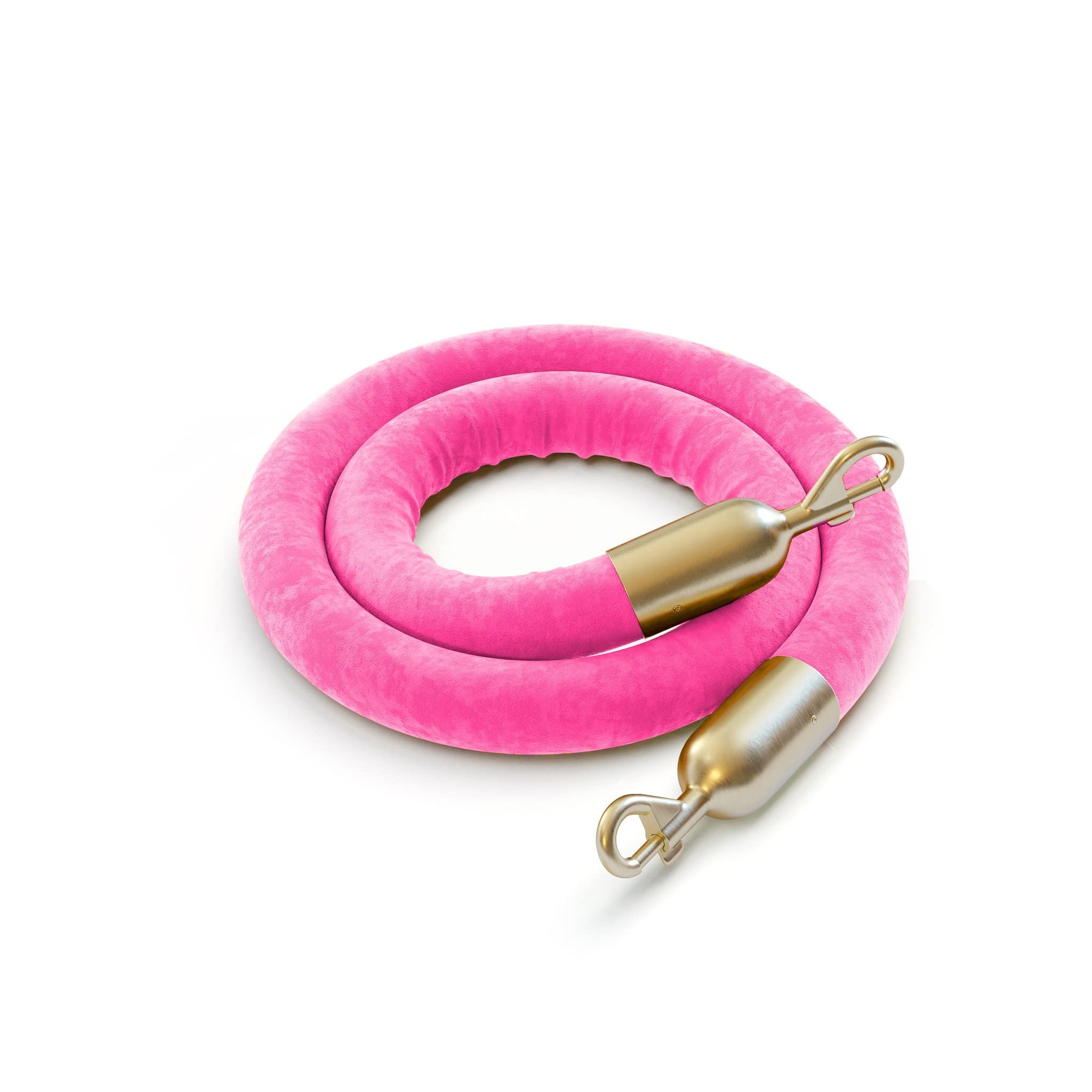 Premium Heavy-Duty Velvet Stanchion Rope with Cotton Core - 10ft Pink Queue Barrier with Satin Brass Snap Ends for Movie Theaters, Grand Openings, VIP Events, Hotel Lobbies and Upscale Venues