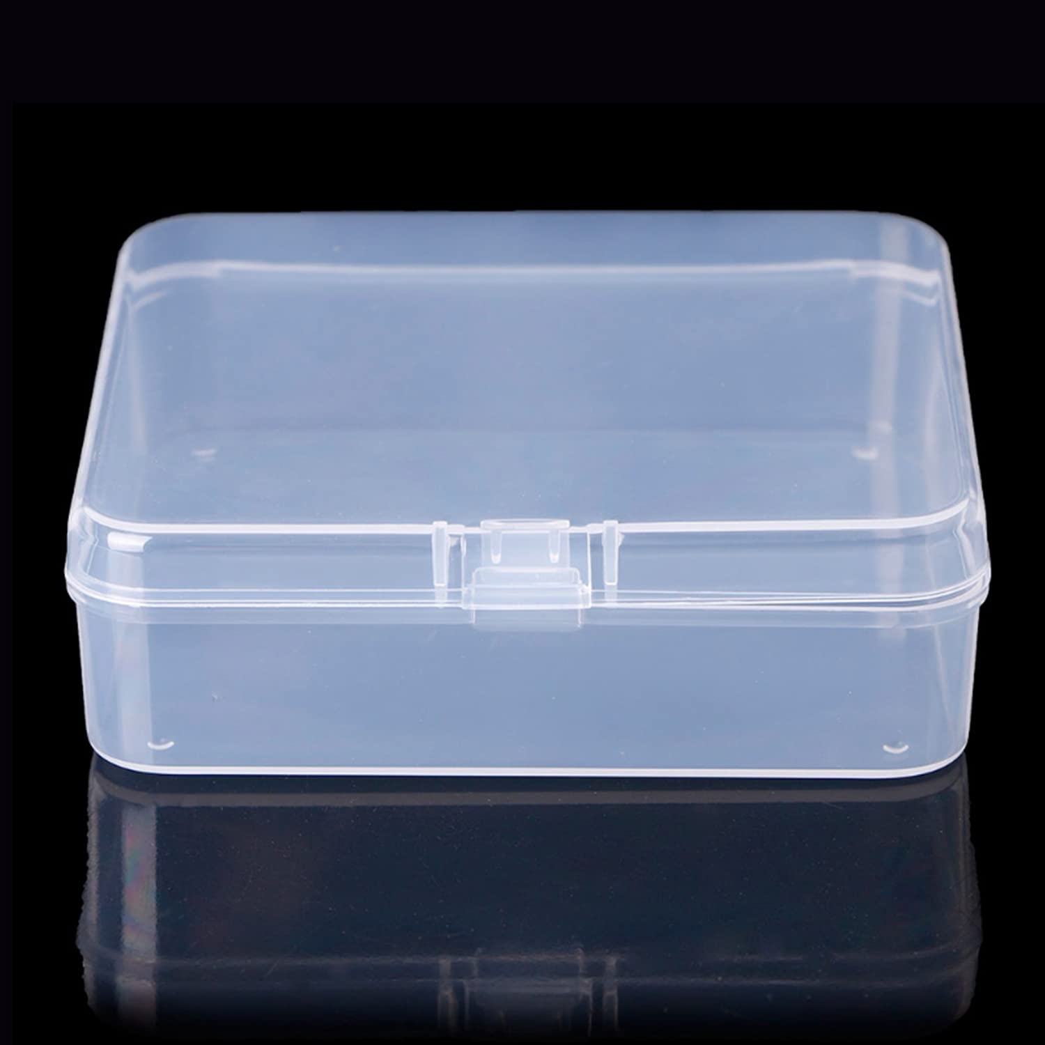Rocutus 12-Pack Clear Plastic Beads Storage Containers with Lids - 4.5 x 3.3 x 1.1 Inch Small Hinged Organizer Boxes for Jewelry Making, Craft Supplies & DIY Accessories - Perfect for Beads, Buttons, Sequins & Small Parts Storage
