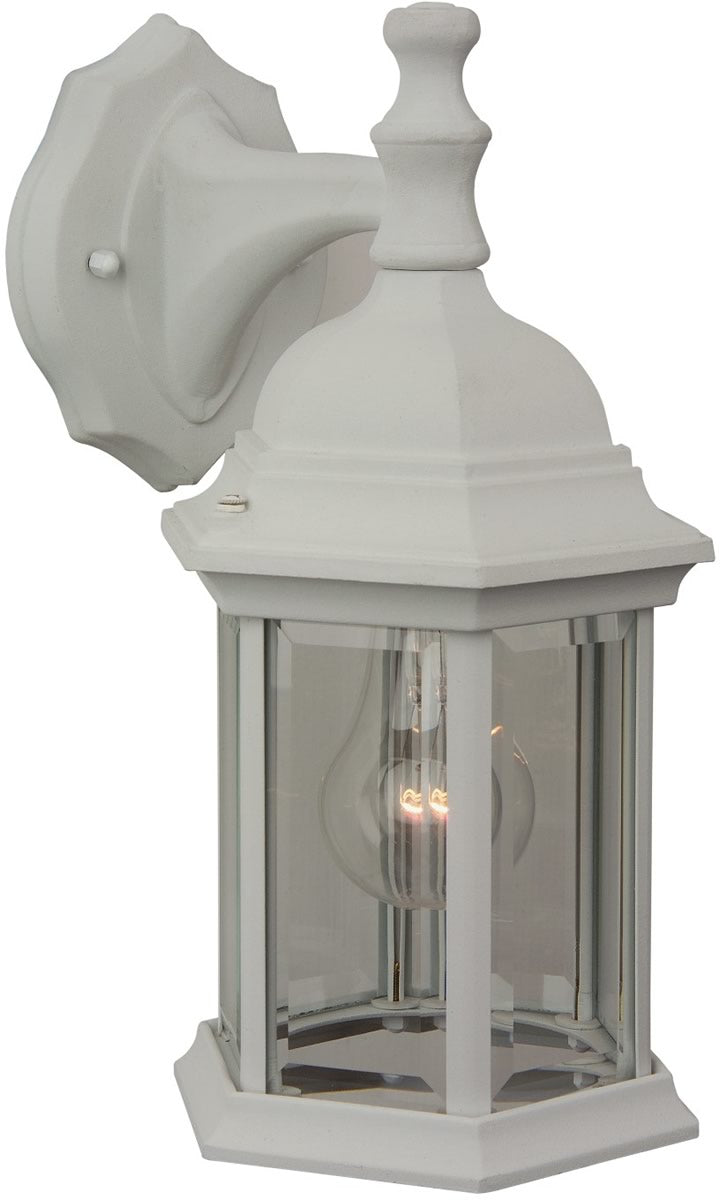 12H Hex Style 1 Light Outdoor Wall Sconce - Matte White Finish - Weatherproof Exterior Lighting for Porch, Patio, Garage & Garden