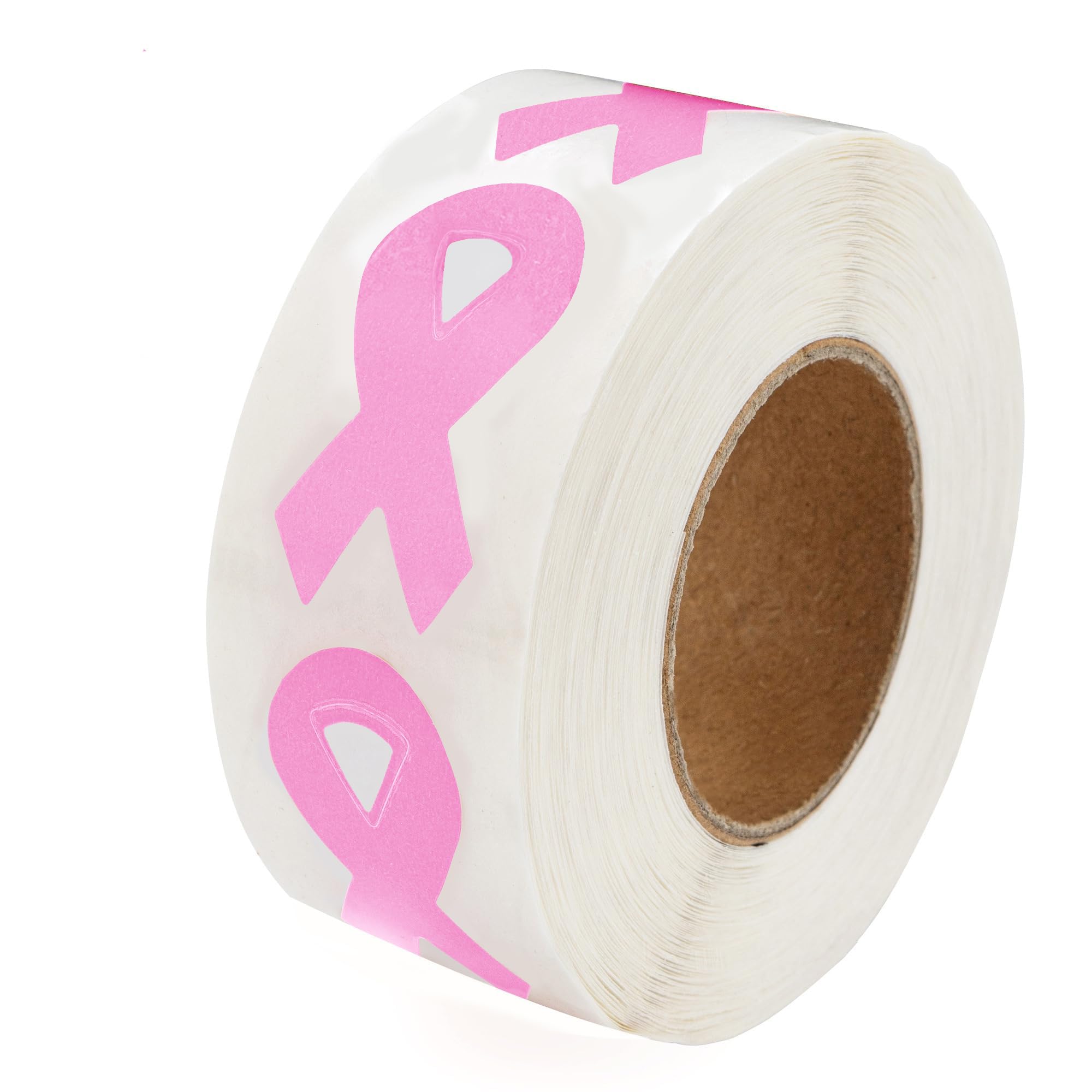 Small Dark Pink Ribbon Stickers for Breast Cancer Awareness - 250 Self-Adhesive Stickers per Roll - Perfect for Event Decorations, Fundraising, Giveaways & DIY Crafts - Support Cancer Awareness Campaigns
