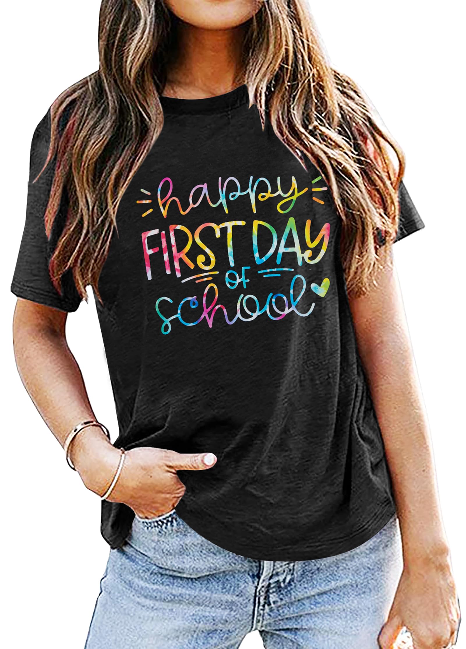 First Day of School Shirt for Women - Cute Teacher Life T-Shirt - Back to School Gift Tee for Teachers & Students - Perfect for Classroom, School Events & Teacher Appreciation