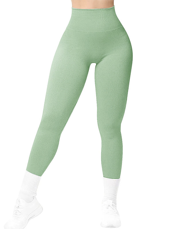 ZASUWA Women's Seamless Ribbed High Waist Yoga Leggings - Quick Dry Workout Pants for Running, Gym & Lounge