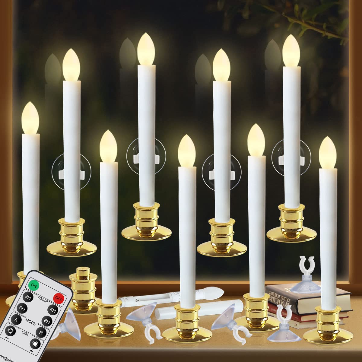 10 Pack Flameless LED Candles with Remote - Battery Operated for Christmas Decor