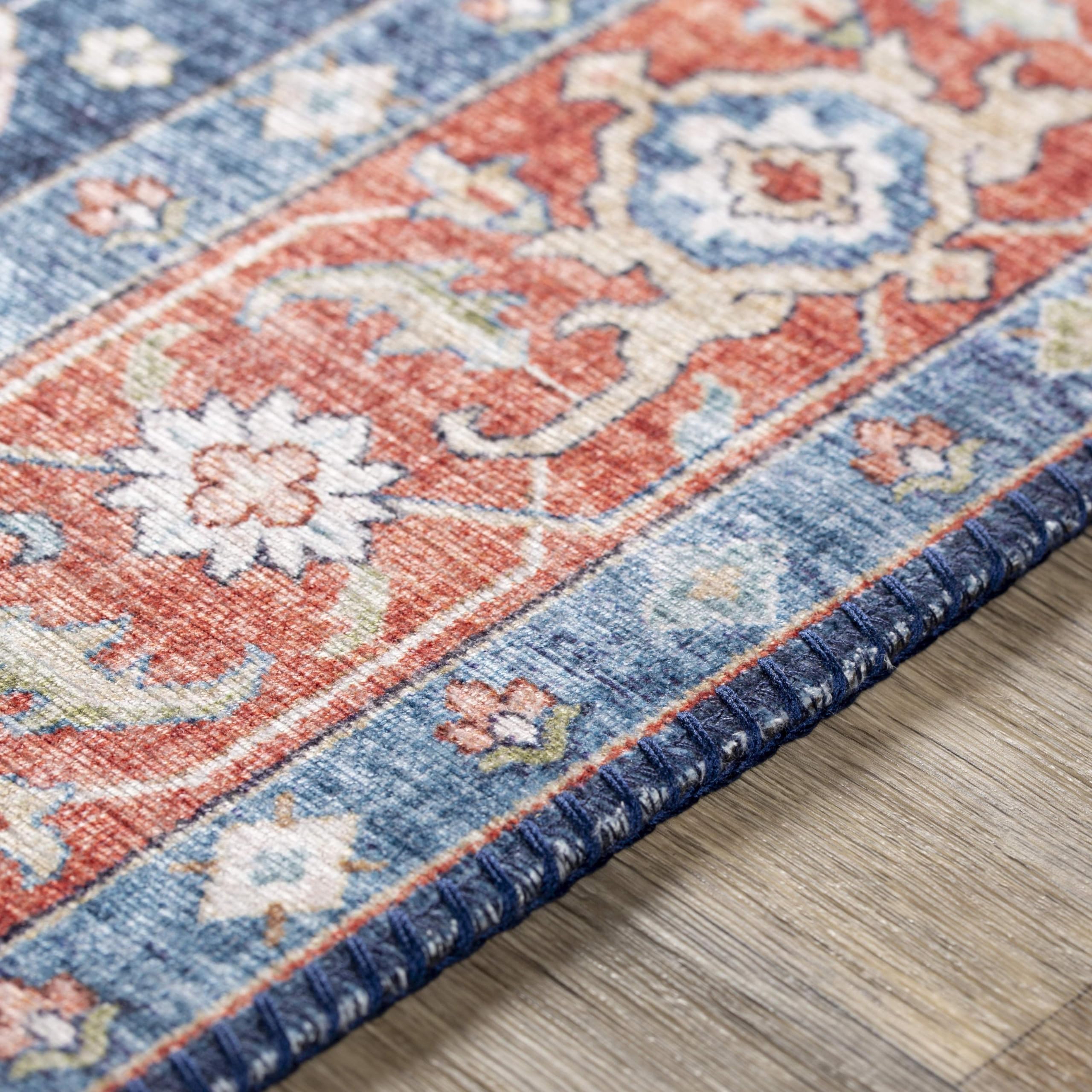 Mark&Day 8x10 Traditional Navy Area Rug - Blue & White Handmade Carpet for Living Room, Bedroom, Kitchen | Soft & Durable Indoor Rug (7'6