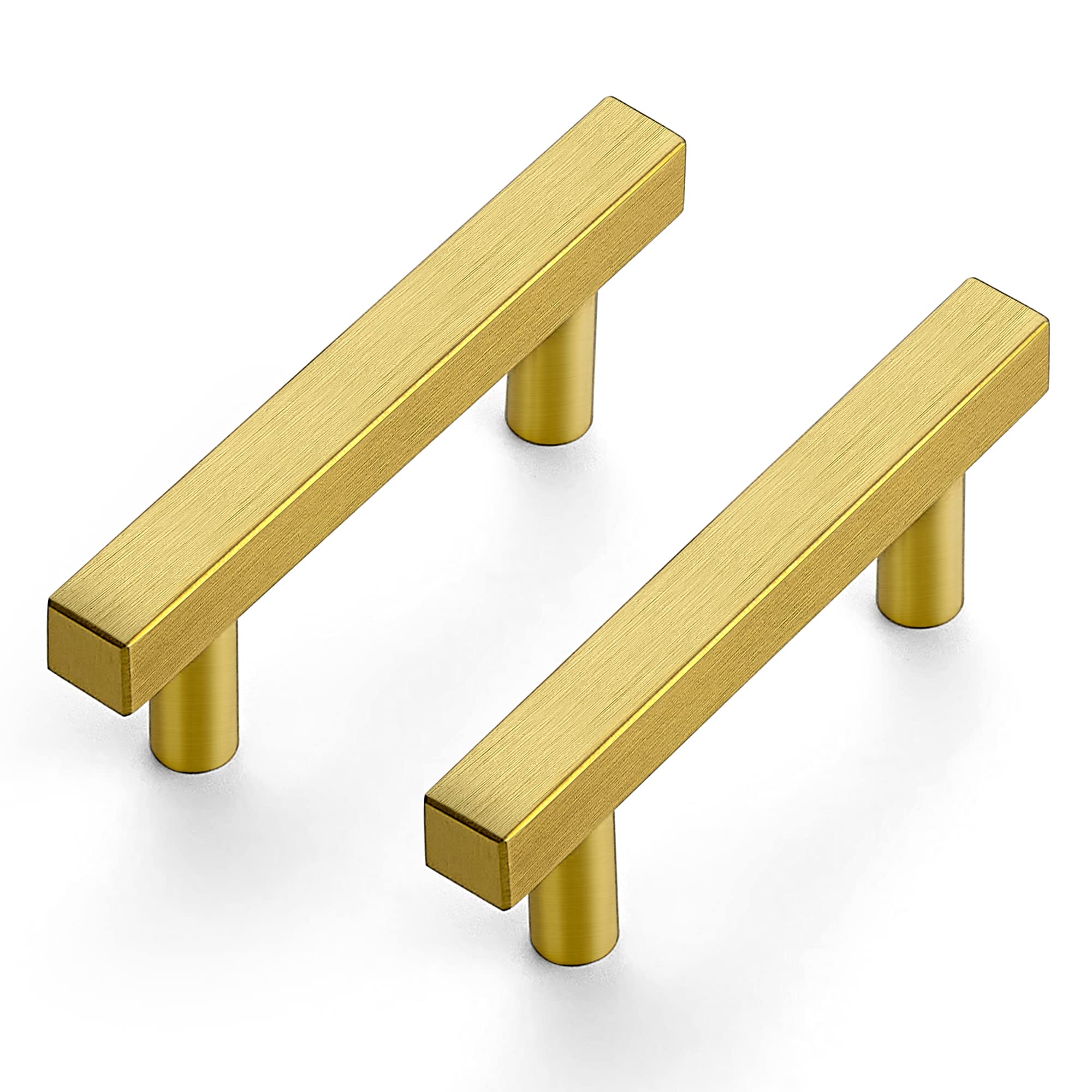 Ravinte 25 Pack 4 Inch Square Cabinet Pulls - Brushed Brass Stainless Steel Kitchen Cupboard Handles (4