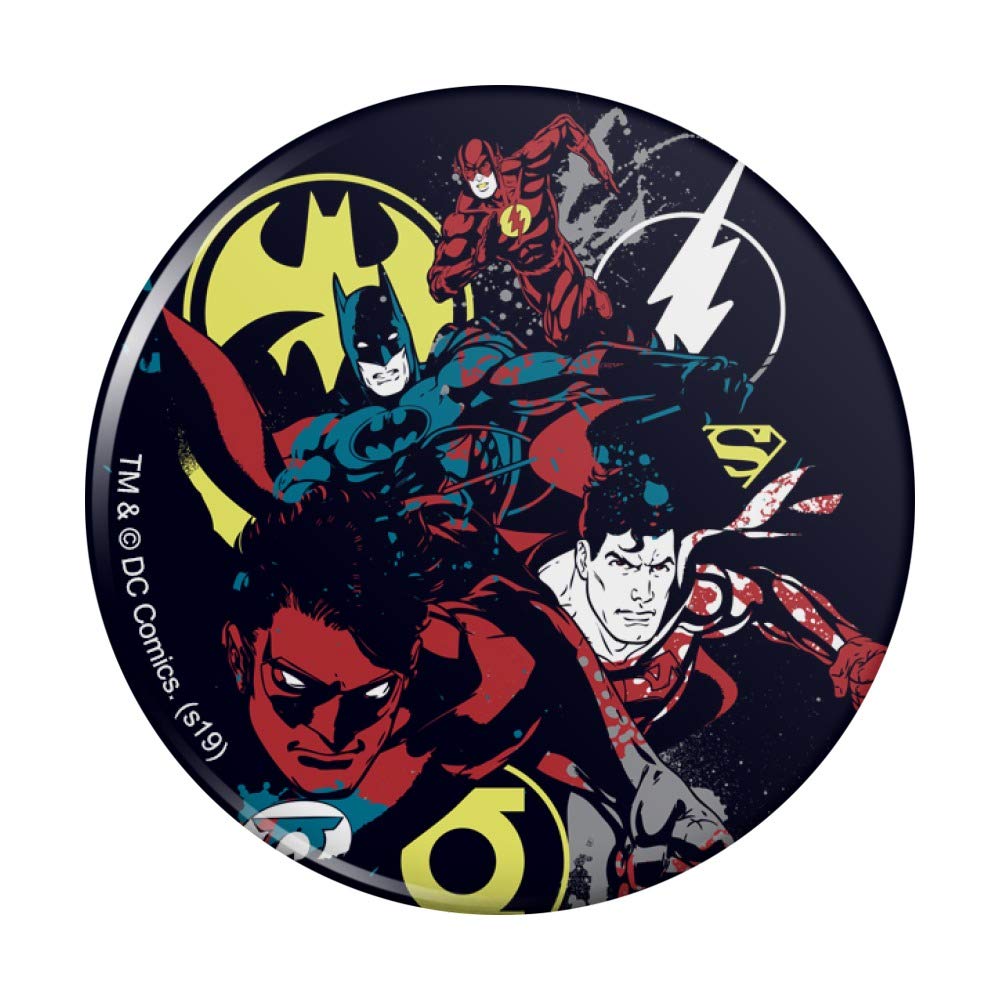 Justice League Superhero Fridge Magnets Set - Batman, Superman, Wonder Woman Graffiti Style Decorative Button Magnets for Kitchen, Locker, Office, Dorm & Gifts (10-Pack) - Strong Hold for Metal Surfaces