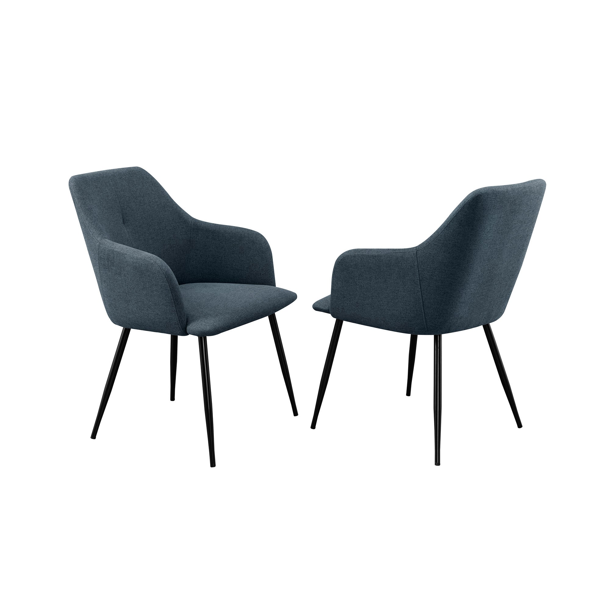Modern Upholstered Woven Fabric Dining Chairs - Indigo Blue | Comfortable Kitchen & Dining Room Seating for Home, Restaurant & Office Use