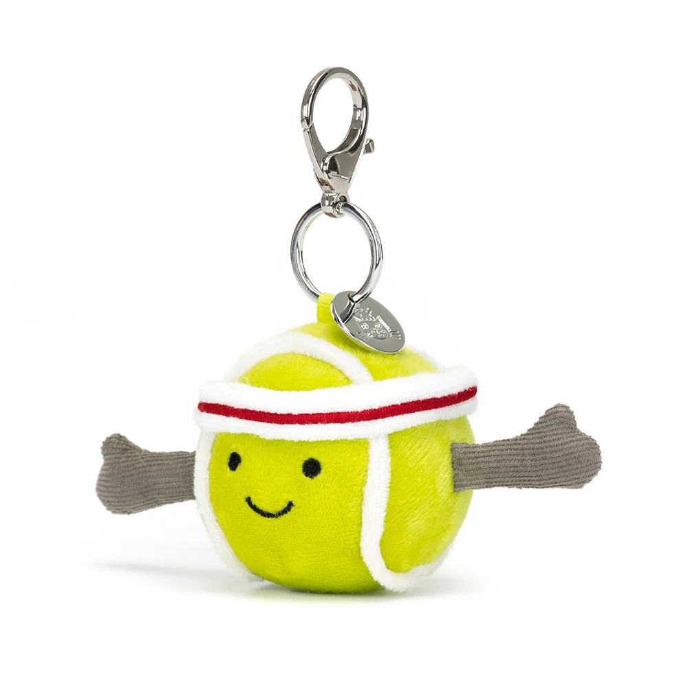 Jellycat Amuseables Sports Tennis Bag Charm - Cute & Soft Plush Keychain for Tennis Lovers, Gym Bags & Backpacks