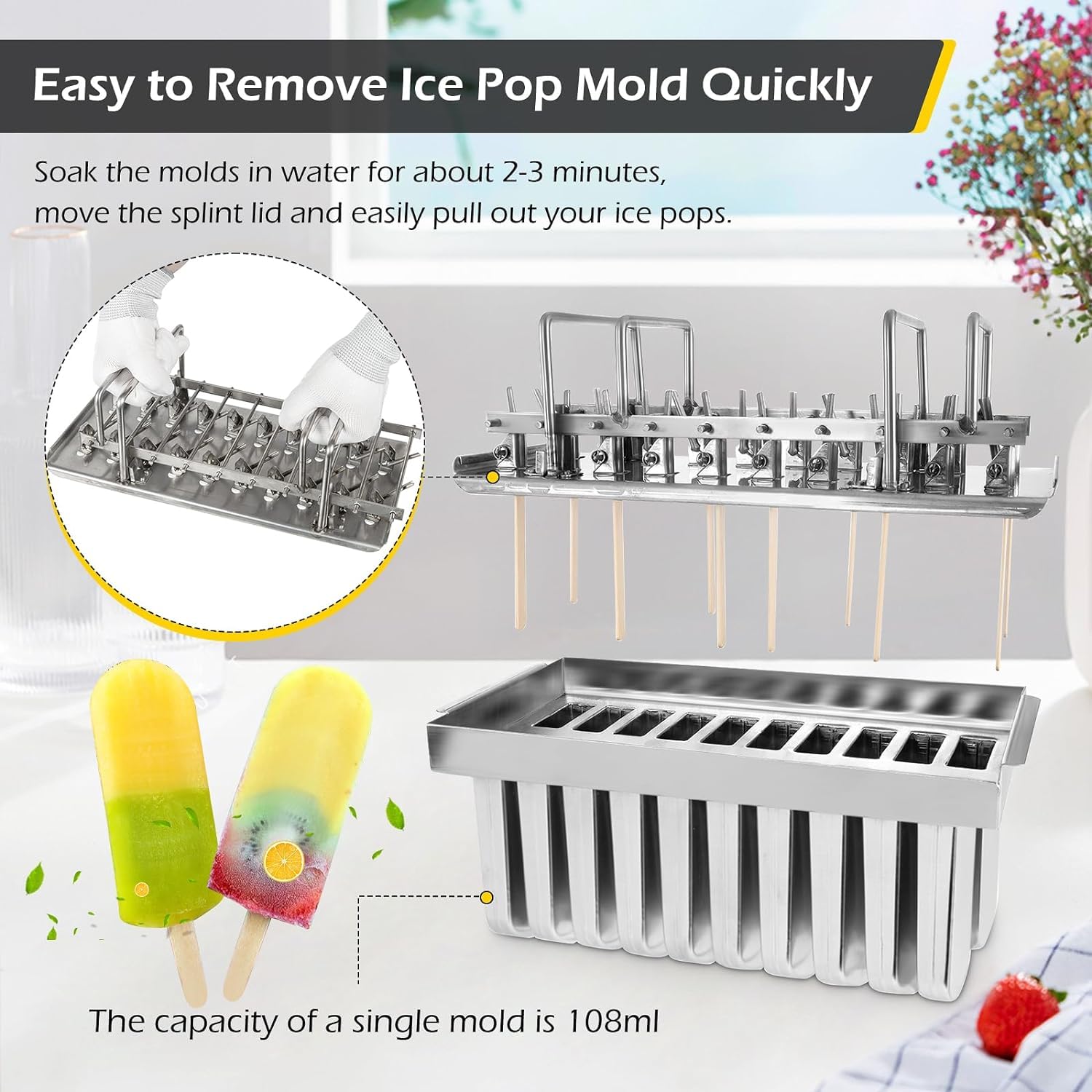 304 Stainless Steel Popsicle Molds - 20PCS Commercial Ice Pop Molds Kit with Round Head Plate & Lid (112g Single Cup Capacity) - Perfect for Homemade Frozen Treats, Party Snacks & Summer Desserts