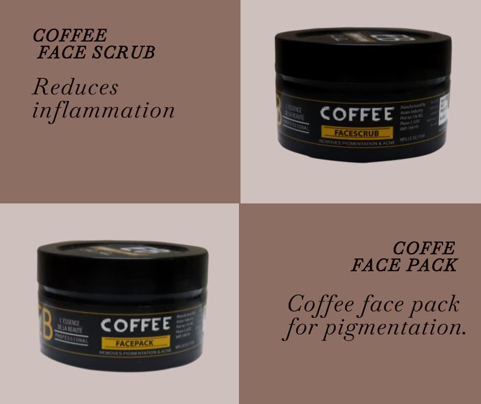 EB Coffee Facial Kit - 5 Step Skincare Set with Coffee Face Wash, Massage Cream, Face Pack, Scrub & Hydra Gel (200g Each) for Glowing Skin - Perfect for Spa Day, At-Home Facial & Self-Care Routine