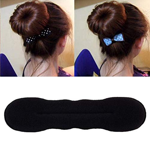 4-Piece Black Magic Hair Bun Maker Set - Foam Sponge Hair Twist Shaper, Donut Bun Former for Women & Girls (2 Large + 2 Small) - Perfect for Updos, DIY Styling, Weddings & Everyday Hair Accessories