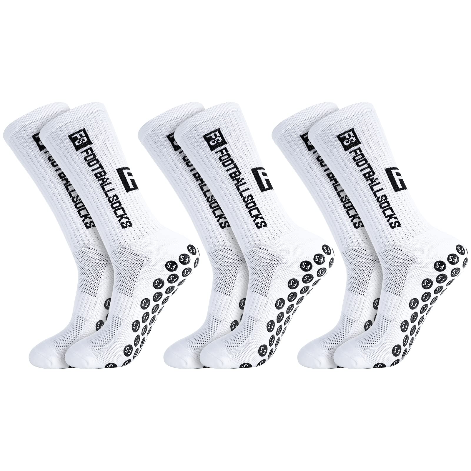**DragonflyDreams 3 Pairs Non-Slip Soccer Socks for Men & Women - Anti-Slip Football Socks with Rubber Dots, Breathable Athletic Socks for Running, Basketball, Volleyball, Yoga & Sports - Perfect for Training & Gym Workouts**