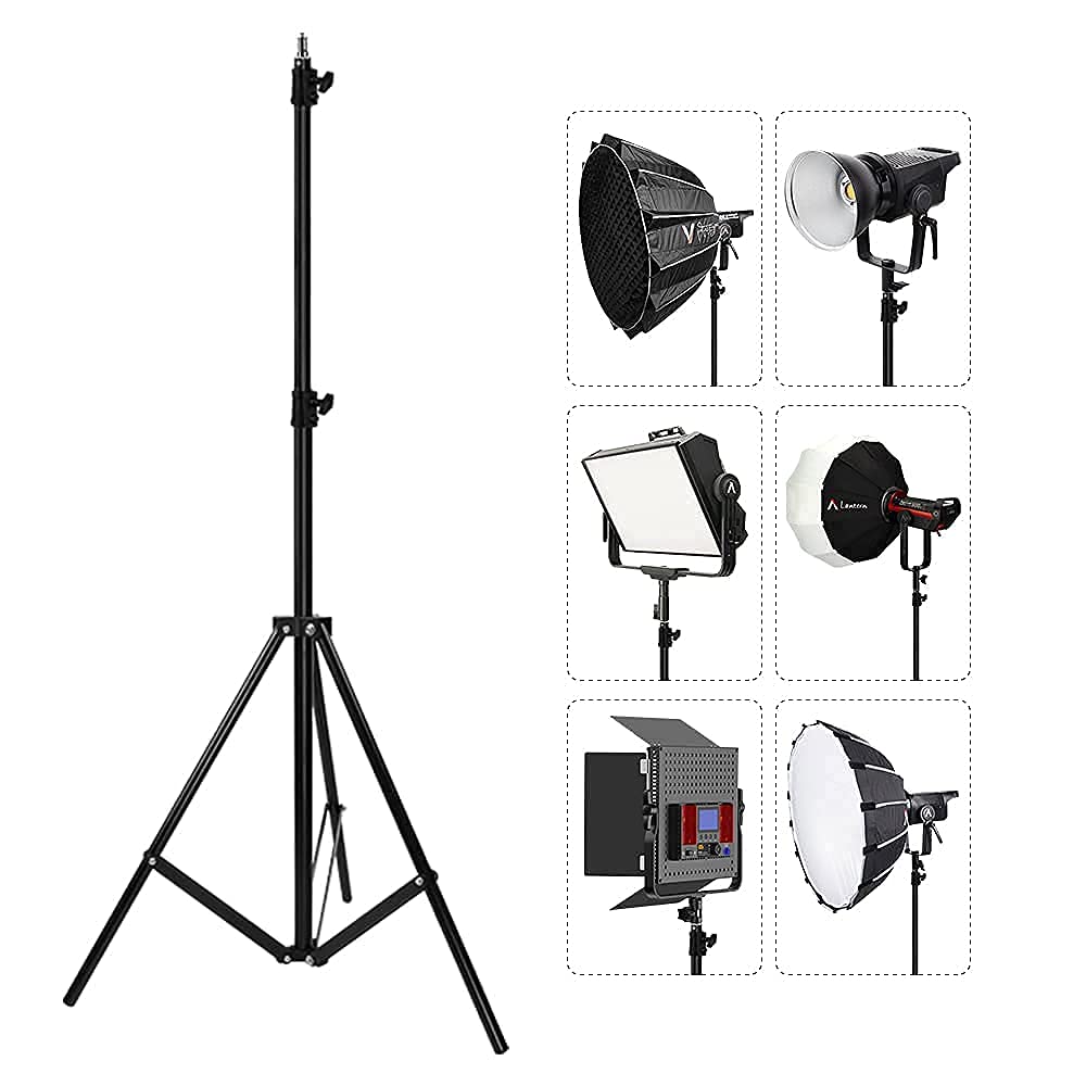Heavy Duty 9.5ft Adjustable Light Stand with Spring Cushion - Professional Photography Tripod for Studio Speedlights, Ring Lights & Flash Equipment | Perfect for Portrait, Product & YouTube Video Lighting