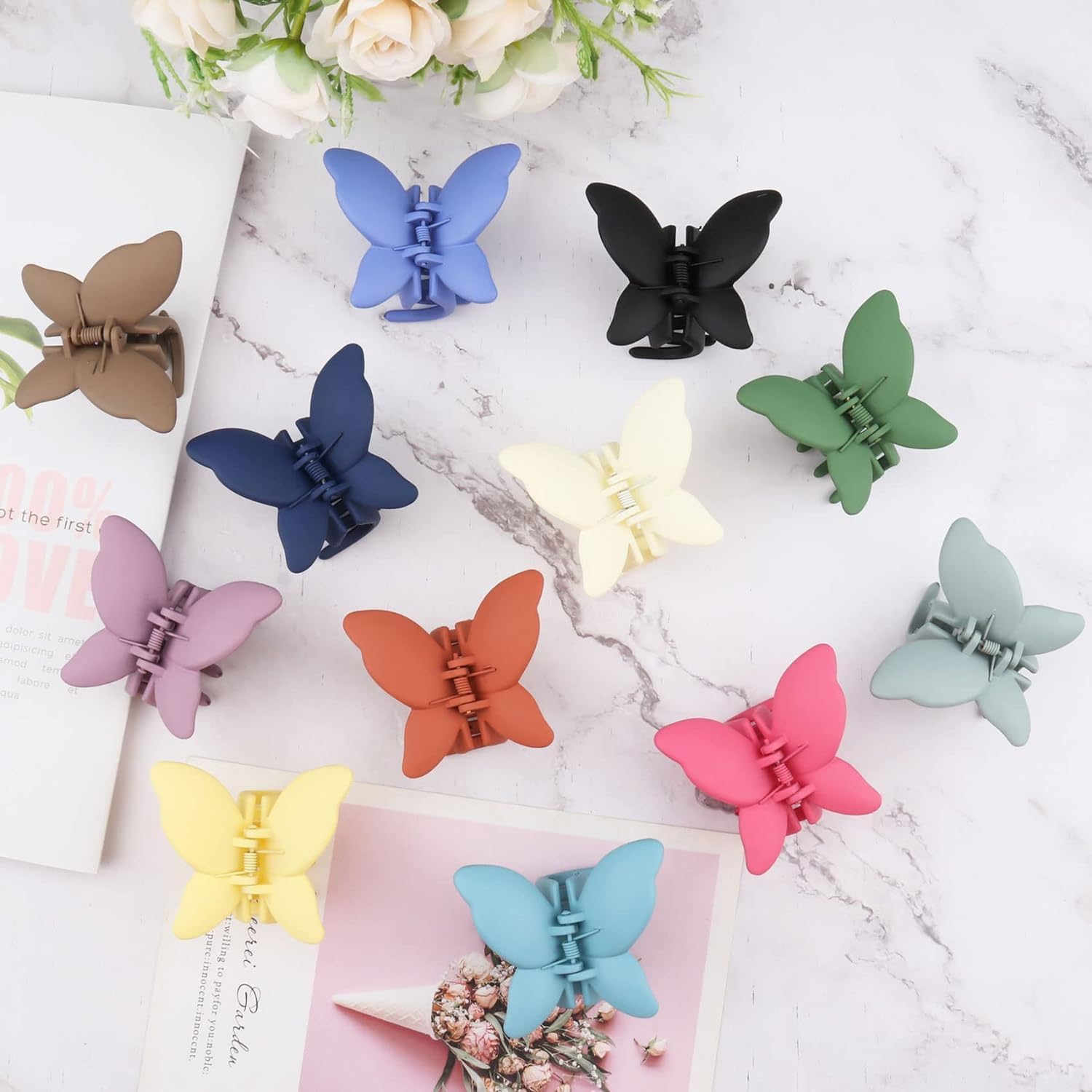 SIA VENDORS Matte Jaw Clips - Non-Slip Banana Claw Hair Clips for Women & Girls (6-Piece Set, Large Butterfly Design) - Perfect for School, Work, and Everyday Hairstyling Accessories