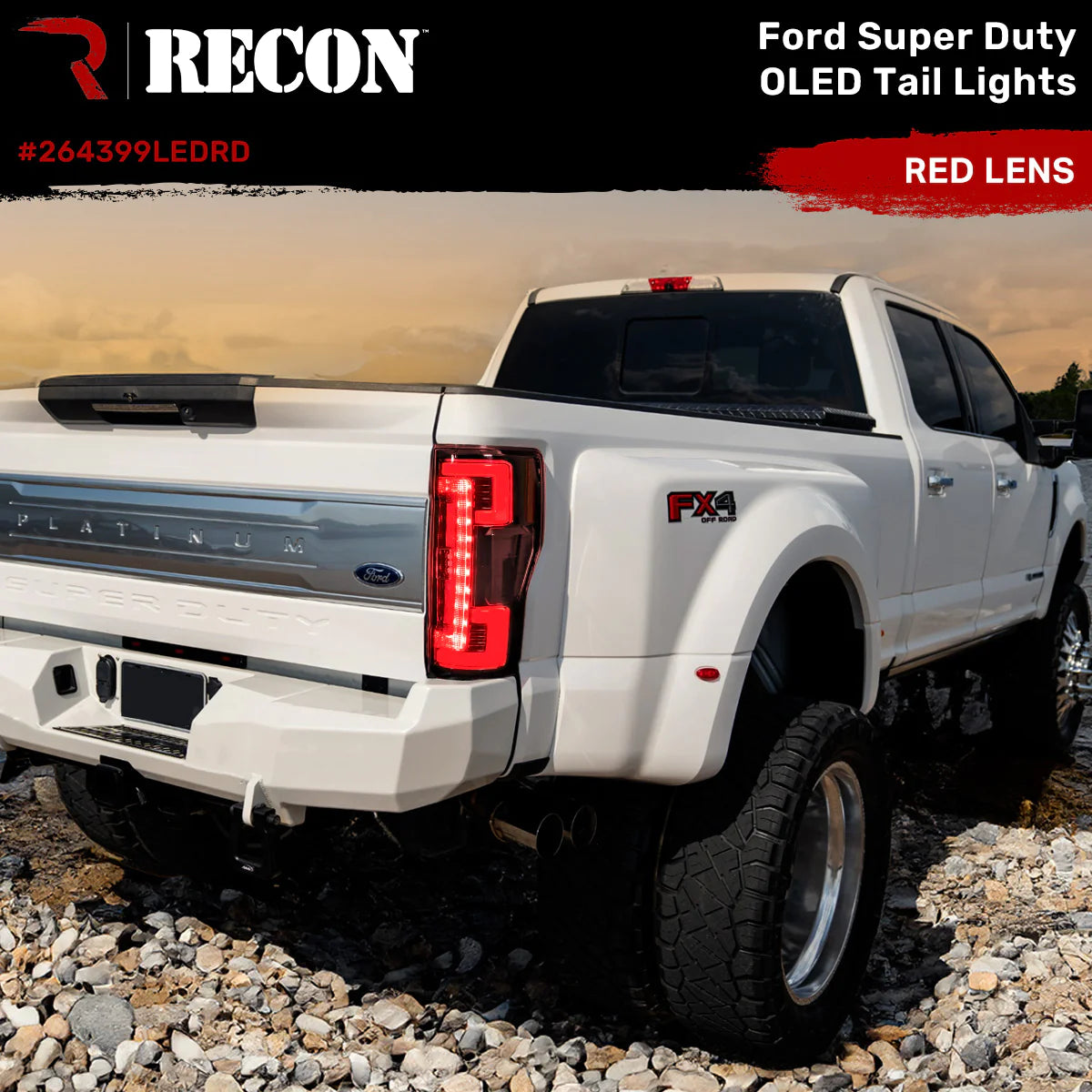Ford Super Duty 2020-2022 F250 F350 F450 F550 LED Tail Lights (Red) - OEM Halogen Replacement for Enhanced Visibility & Style | Perfect for Off-Roading, Truck Upgrades & Night Driving