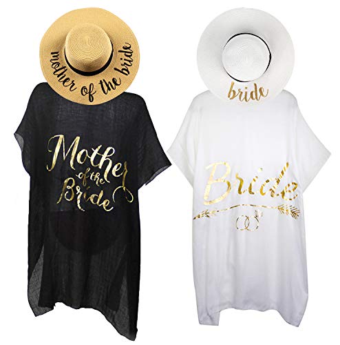 2 Pack: Bride (White Hat/White Cover Up) & Mother of the Bride (Natural/Black Cover Up)