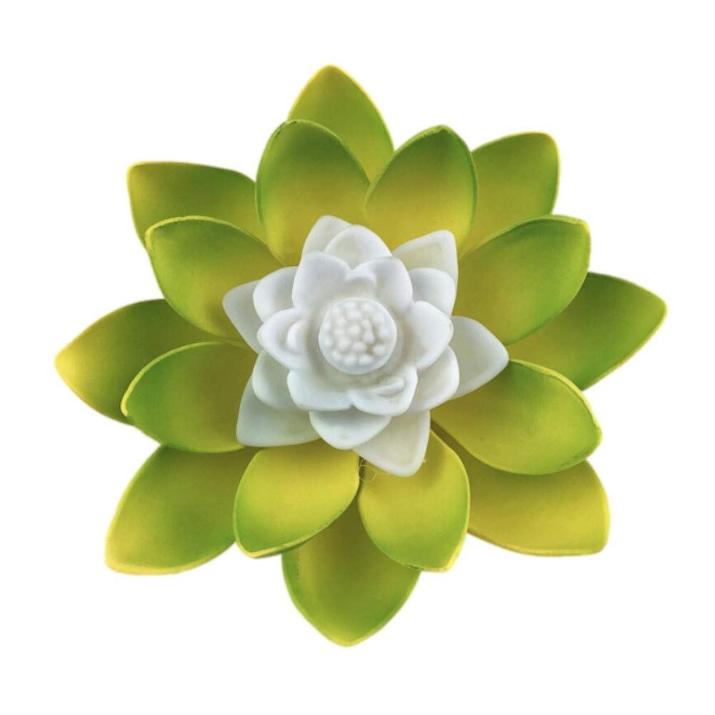 Battery Operated LED Lotus Light - Artificial Lily Flower with Flameless Candles for Buddha Altar, Dance Performance, Wishing Ceremony, Wedding Party Decoration (Green) - Perfect for Meditation Rooms, Yoga Studios, and Spiritual Events