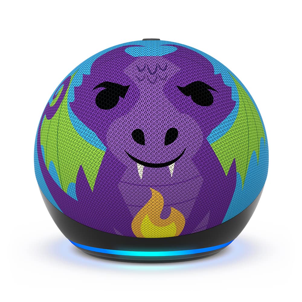 Echo Dot Kids (5th Gen) - Wi-Fi & Bluetooth Smart Speaker with Alexa, 1-Year Amazon Kids+ Subscription - Dragon Design | Fun Learning & Entertainment for Kids