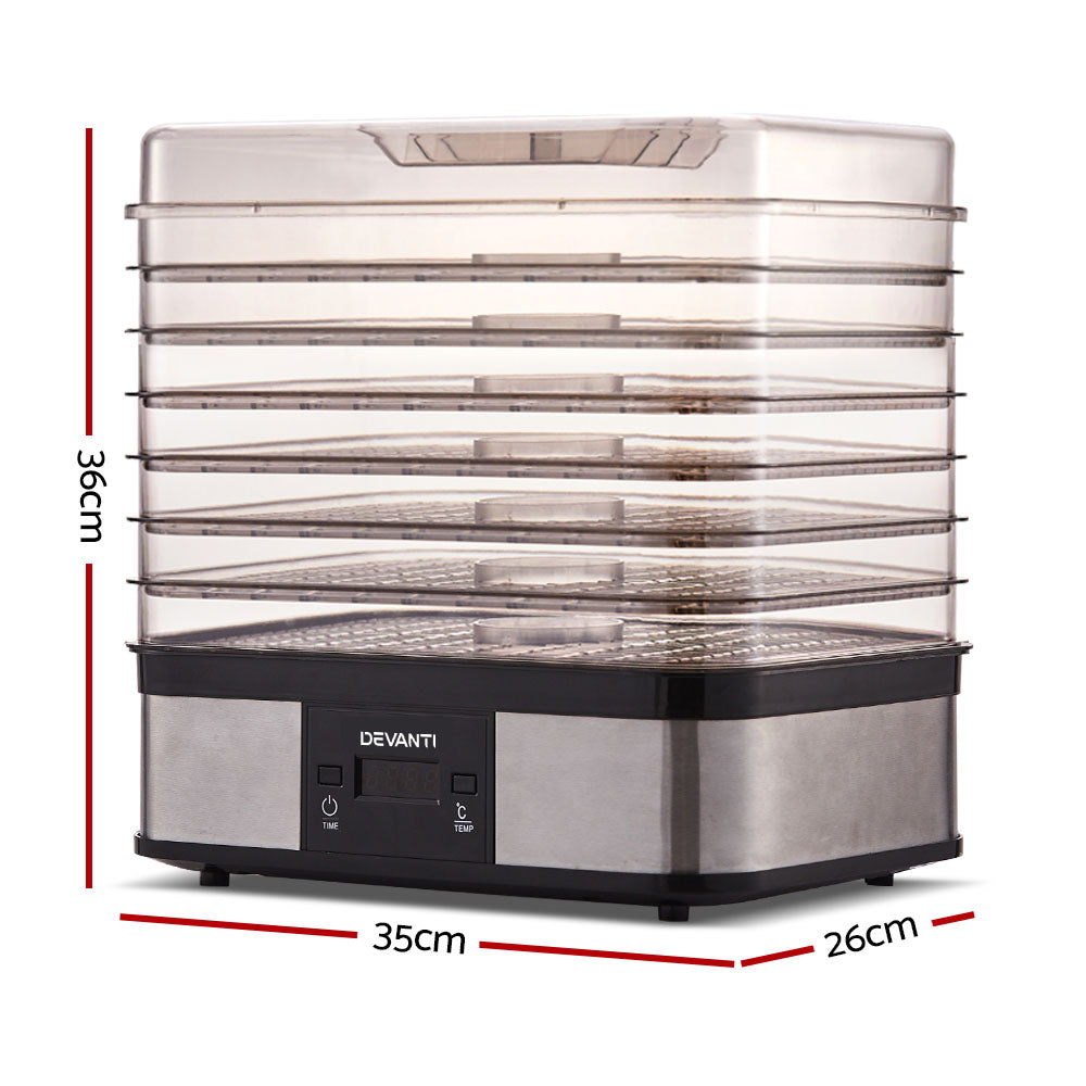 Devanti 7-Tray Food Dehydrator for Jerky, Fruits & Herbs | Electric Food Dryer Machine for Healthy Snacks, Camping & Home Use