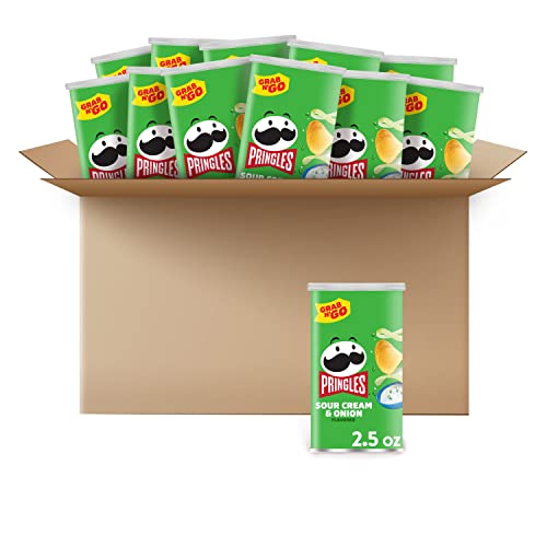Pringles Sour Cream & Onion Potato Crisps - 12 Pack | Crunchy Snacks for Lunch, Office, School & On-the-Go | Perfect for Kids, Parties & Movie Nights