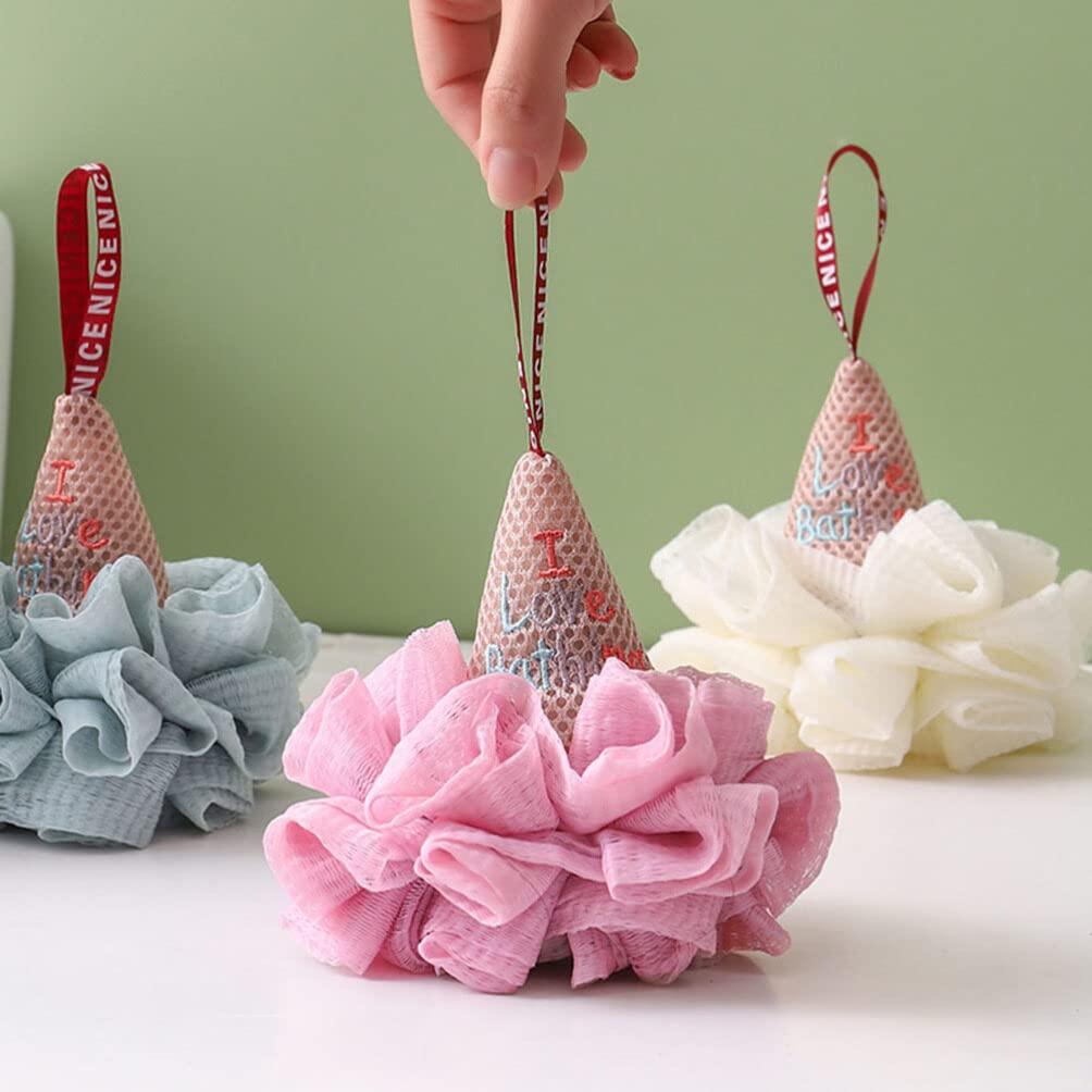 iplusmile 2-Pack Soft Exfoliating Loofah Sponge Balls - Ice Cream Shaped Bath & Body Scrubber for Gentle Skin Cleansing - Perfect Shower Accessories for Spa Day or Daily Skincare Routine