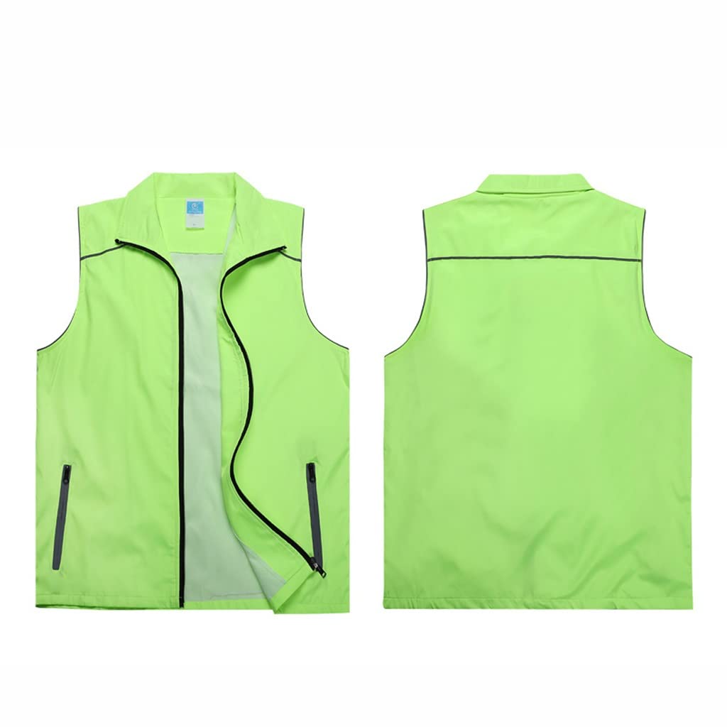 High Visibility Reflective Safety Vest for Men & Women - Work Green Safety Vest with Pockets & Zipper - Customizable Overalls - 20-Pack (70 Size) - Ideal for Construction, Road Work & Night Safety
