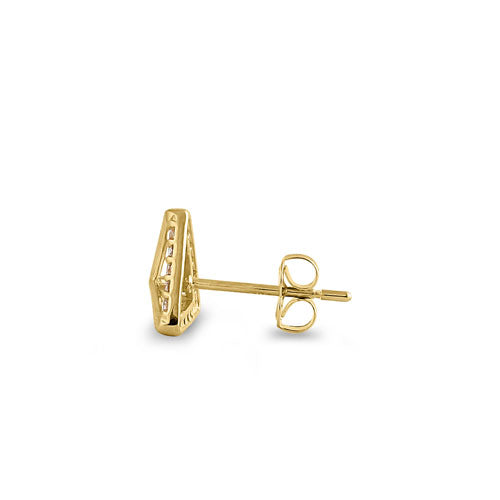 14K Solid Yellow Gold Trendy Triangle CZ Stud Earrings for Women - Perfect for Parties, Weddings & Everyday Elegance