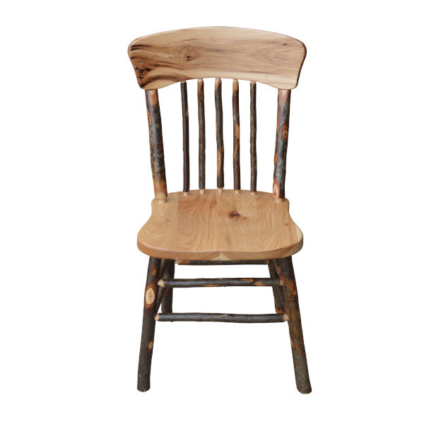 Solid Wood Hickory Panel Back Dining Chair - Rustic Farmhouse Style for Kitchen, Dining Room & Outdoor Patio Use