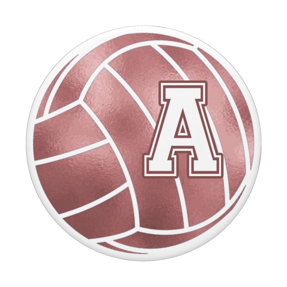 Rose Pink Volleyball Phone Grip - Personalized Name Starts with Letter A - Perfect Gift for Volleyball Players & Fans - Great for Games, Practice, and Cheering from the Stands