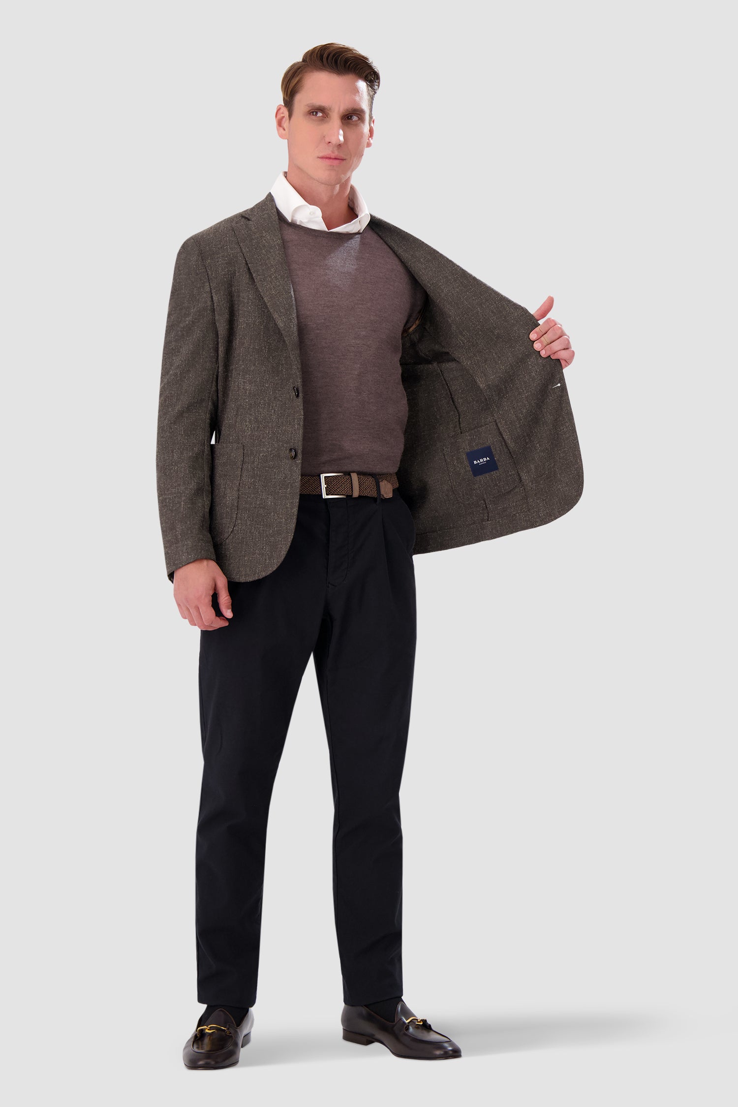 Barba Napoli Brown Easy J Mono Blazer for Men - Premium Slim Fit Single Breasted Business Blazer - Perfect for Office, Weddings & Formal Events