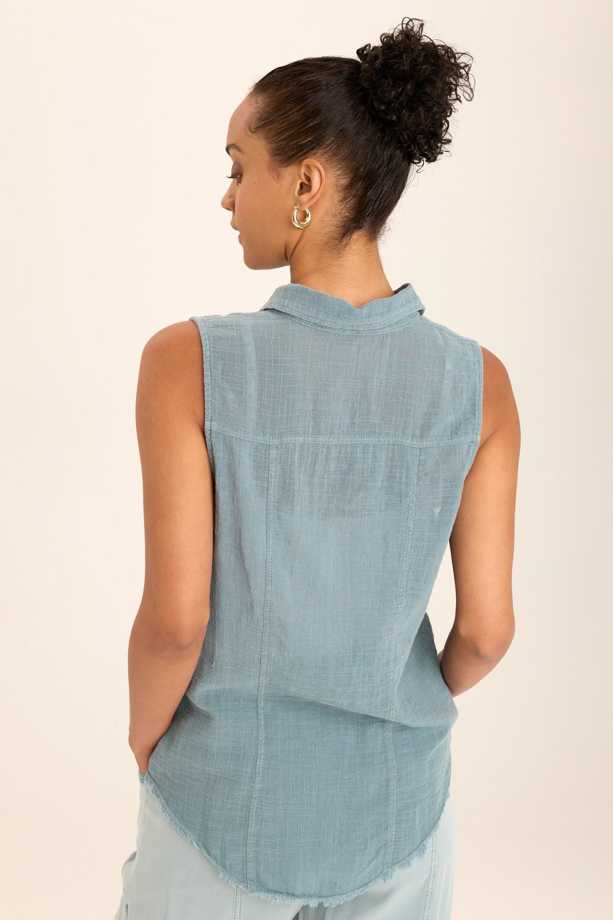 Otto Sleeveless Gauze Button Up Shirt for Women - Lightweight Breathable Summer Blouse - Perfect for Beach, Vacation & Casual Outings