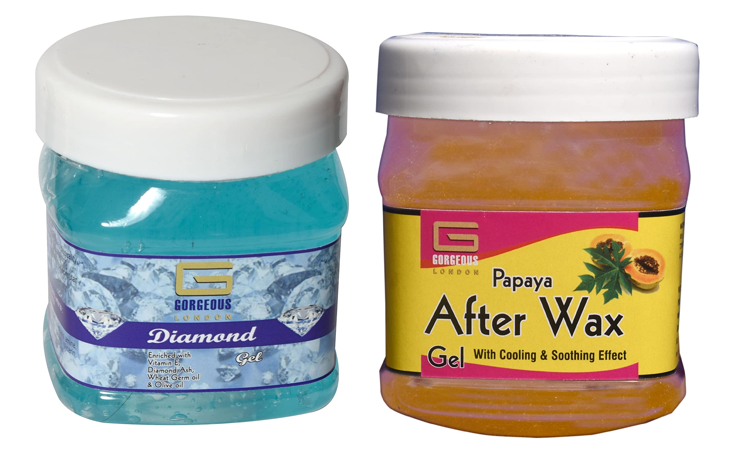 Premium London Diamond Gel & Papaya After Wax Gel Combo Set (2 x 450ml) - Post-Waxing Soothing & Skin Care for Smooth Results