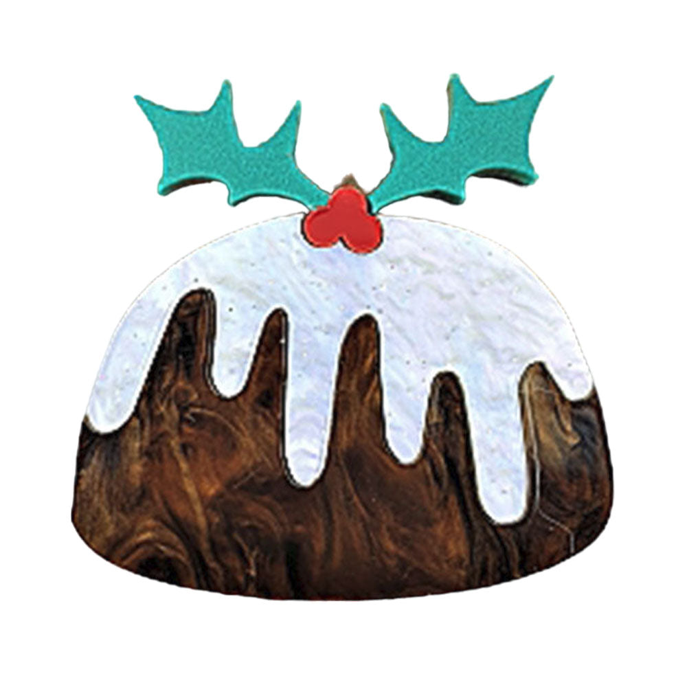 Cherryloco Christmas Pudding Brooch - Festive Holiday Pin for Women - Perfect for Christmas Parties, Gifts & Winter Fashion Accessories