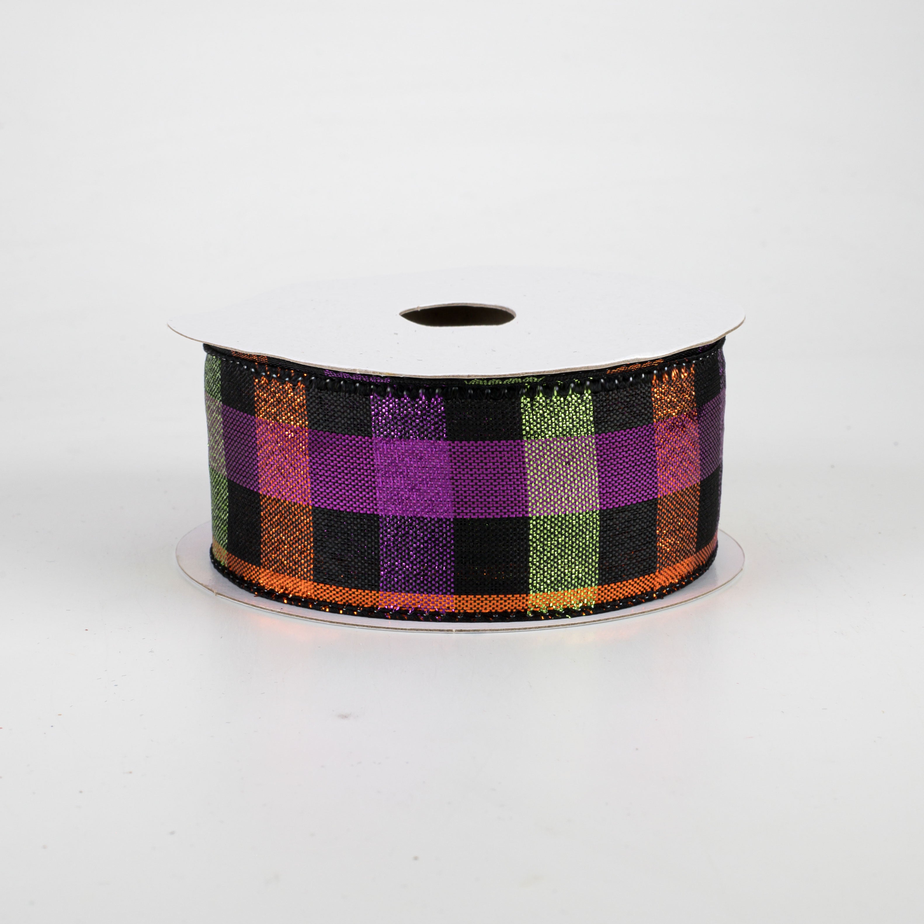 1.5 Inch Metallic Halloween Checkered Ribbon - 10 Yards Roll for Gift Wrapping, Party Decorations, and DIY Crafts