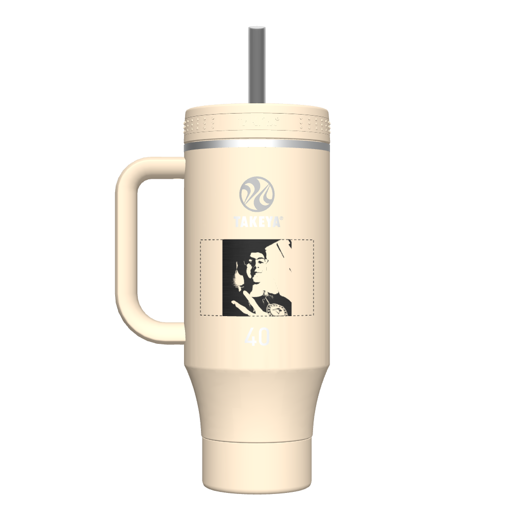 40oz Insulated Tumbler with Handle & Straw - Customizable Name/Logo - Perfect for Coffee, Iced Drinks & Smoothies - BPA Free Stainless Steel Travel Mug for Office, Gym & Outdoor Activities