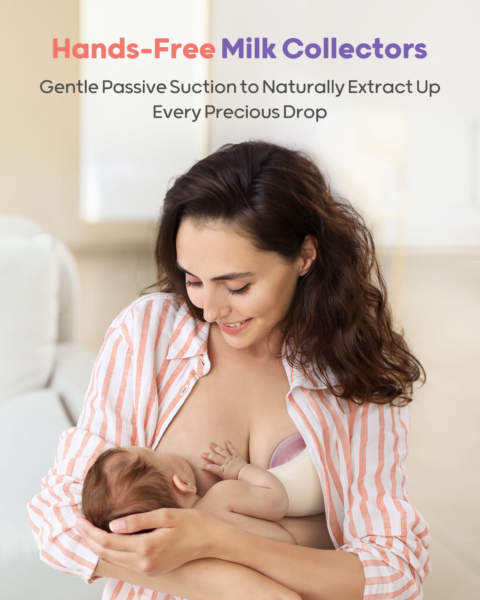Nuliie 2 Pack Silicone Breast Milk Collectors - 3oz/90ml Leak-Proof Milk Catcher for Breastfeeding, BPA-Free Soft Nursing Shells, Wearable Manual Breast Pump for New Moms - Perfect for On-the-Go Use and Nighttime Feeding